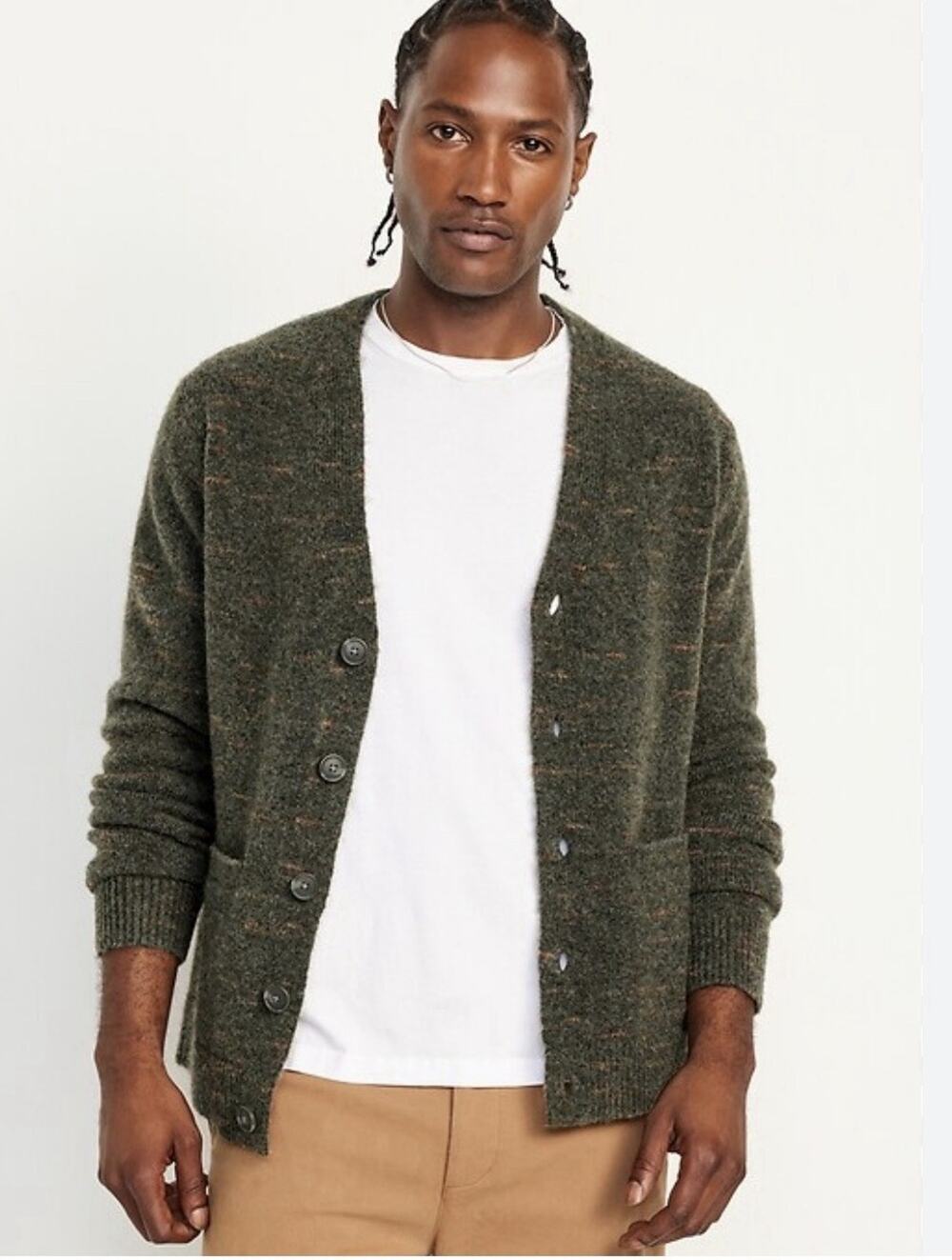 NWT Old Navy Men’s Space-Dye Gray Cardigan Sweater Small Fall Office Sweater